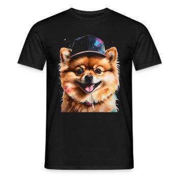Loulou de Poméranie Casquette Snapback Imprimé chien - T-shirt homme - noir - Devant - AI Model Male 178 light (178cm)