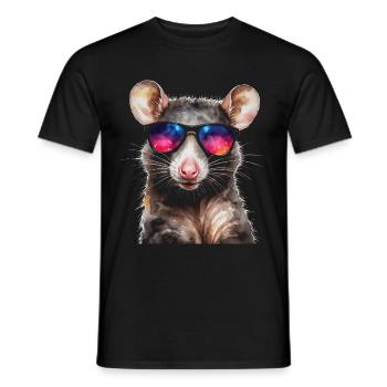 Lunettes de soleil Opossum Imprimé de design animalier coloré - T-shirt homme - noir - Devant - AI Model Male 178 light (178cm)