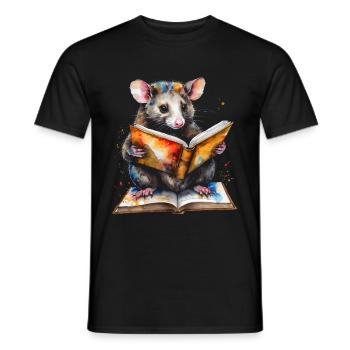 Possum Lecture Coloré Animal Design Imprimer - T-shirt homme - noir - Devant - AI Model Male 178 light (178cm)