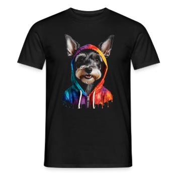 Zwergschnauzer Hoodie Hund Lustig Tier Print - Männer T-Shirt - Schwarz - Vorne - AI Model Male 178 light (178cm)