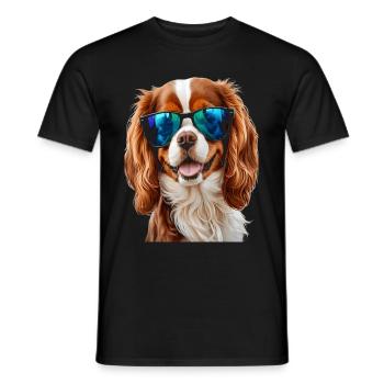 Cavalier King Charles Spaniel Lunettes de soleil Chien - T-shirt homme - noir - Devant - AI Model Male 178 light (178cm)