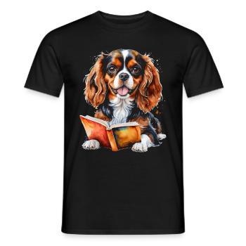 Cavalier King Charles Spaniel Lecture Livre Chien - T-shirt homme - noir - Devant - AI Model Male 178 light (178cm)