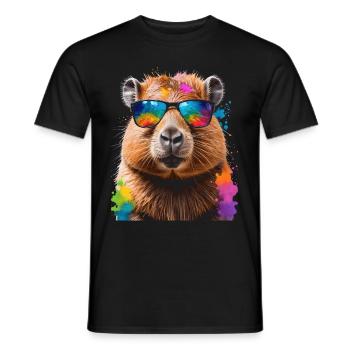 Capybara Sonnenbrille Capy Bunt Tier Design Print - Männer T-Shirt - Schwarz - Vorne - AI Model Male 178 light (178cm)