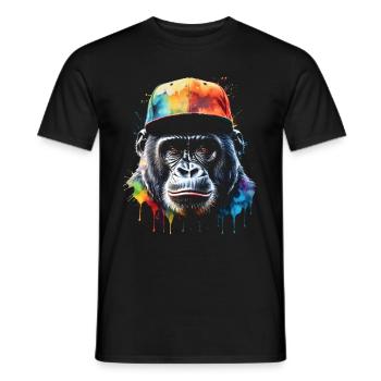 Gorilla Snapback Cap Monkey Cool Animal Design Print - T-shirt homme - noir - Devant - AI Model Male 178 light (178cm)