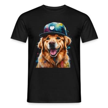 Golden Retriever Snapback Cap Chien Design Print - T-shirt homme - noir - Devant - AI Model Male 178 light (178cm)