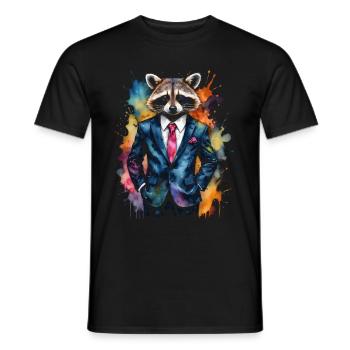 Costume de raton laveur Imprimé de design animal coloré - T-shirt homme - noir - Devant - AI Model Male 178 light (178cm)