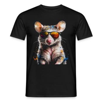 Lunettes de soleil Opossum Imprimé de design animalier coloré - T-shirt homme - noir - Devant - AI Model Male 178 light (178cm)