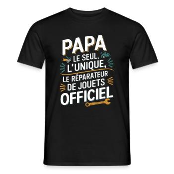 Daddy the Only, the Unique, the Toy Repairman - Men's T-Shirt - black - Front - AI Model Male 178 light (178cm)