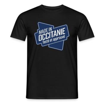 Made in Occitanie tested and approved - Men's T-Shirt - black - Front - AI Model Male 178 light (178cm)