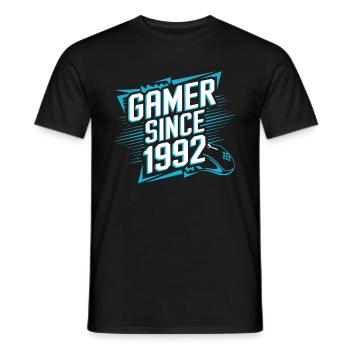 Gamer Since 1992 Geek Birthday Gift - Men's T-Shirt - black - Front - AI Model Male 178 light (178cm)