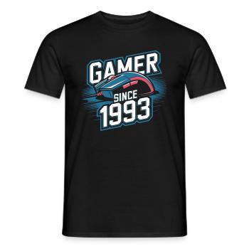 Gamer Since 1993 Geek Birthday Gift - Men's T-Shirt - black - Front - AI Model Male 178 light (178cm)