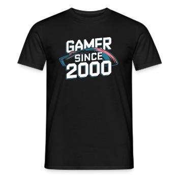 Gamer Since 2000 Geek Birthday Gift - Men's T-Shirt - black - Front - AI Model Male 178 light (178cm)