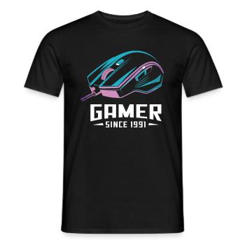 Gamer Since 1991 Geek Birthday Gift - Men's T-Shirt - black - Front - AI Model Male 178 light (178cm)