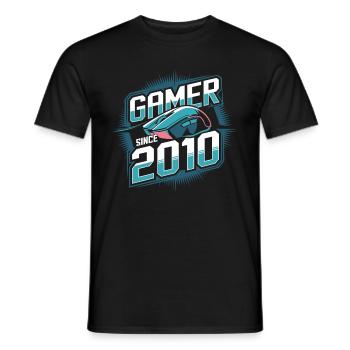 Gamer Since 2010 Geek Birthday Gift - Men's T-Shirt - black - Front - AI Model Male 178 light (178cm)