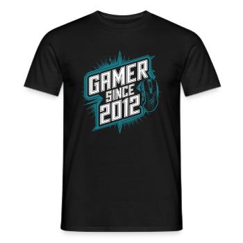 Gamer Since 2012 Geek Birthday Gift - Men's T-Shirt - black - Front - AI Model Male 178 light (178cm)