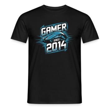 Gamer Since 2014 Geek Birthday Gift - Men's T-Shirt - black - Front - AI Model Male 178 light (178cm)