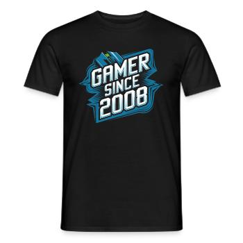Gamer Since 2008 Geek Birthday Gift - Men's T-Shirt - black - Front - AI Model Male 178 light (178cm)