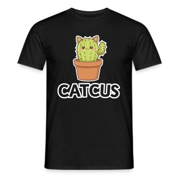 Catcus Cactus Cat Cute Cat Funny Pun - Men's T-Shirt - black - Front - AI Model Male 178 light (178cm)