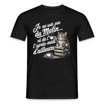 I'm Not a Morning Cat Humor Coffee - Men's T-Shirt - black - Front - AI Model Male 178 light (178cm)