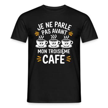 Je Ne Parle Pas Avant Mon Troisième Café Expresso - T-shirt homme - noir - Devant - AI Model Male 178 light (178cm)