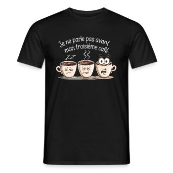 Ich spreche erst mit meinem dritten Morgenkaffee - Männer T-Shirt - Schwarz - Vorne - AI Model Male 178 light (178cm)