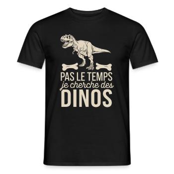 Pas Le Temps Je Cherche Des Dinos - T-shirt homme - noir - Devant - AI Model Male 178 light (178cm)