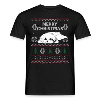 Havaneser - Ugly Christmas Sweater T-Shirt - Männer T-Shirt - Schwarz - Vorne - AI Model Male 178 light (178cm)