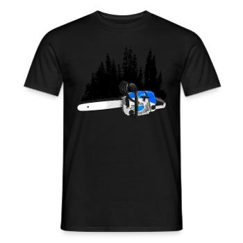 Dein Forstbetrieb - chainsaw & forest (blue) - Men's T-Shirt - black - Front - AI Model Male 178 light (178cm)