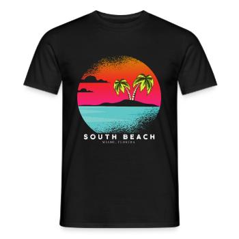 Miami Floride South Beach Vacances d’été - T-shirt homme - noir - Devant - AI Model Male 178 light (178cm)