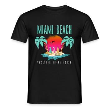 Miami Urlaub - Florida Palmen Meer - Männer T-Shirt - Schwarz - Vorne - AI Model Male 178 light (178cm)