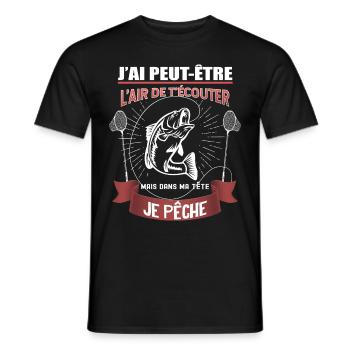 L'Air De T'Ecouter Message Drôle Homme Pêcheur - T-shirt homme - noir - Devant - AI Model Male 178 light (178cm)