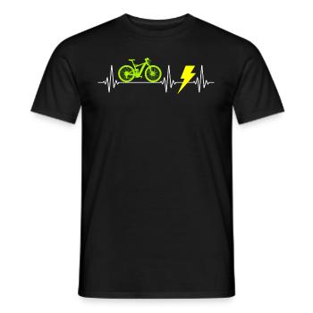 E-Bike Electric Bicycle Bike Cycling Heartbeat - Men's T-Shirt - black - Front - AI Model Male 178 light (178cm)
