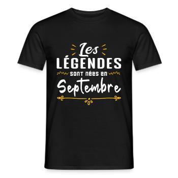 Les légendaires sont nées en septembre - T-shirt homme - noir - Devant - AI Model Male 178 light (178cm)