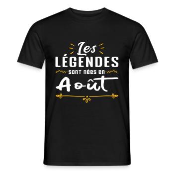 Les légendaires sont nées en août - T-shirt homme - noir - Devant - AI Model Male 178 light (178cm)