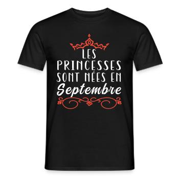 Les Princesse Sont Nées En Septembre Anniversaire - T-shirt homme - noir - Devant - AI Model Male 178 light (178cm)