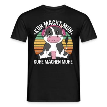 Kuh macht Muh Kühe machen Mühe Landwirt witziges - Männer T-Shirt - Schwarz - Vorne - AI Model Male 178 light (178cm)