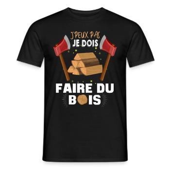 Bois Humour métier Du Bois Bûcheron - T-shirt homme - noir - Devant - AI Model Male 178 light (178cm)