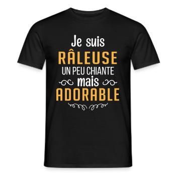Je suis râleuse un peu chiante mais adorable - T-shirt homme - noir - Devant - AI Model Male 178 light (178cm)
