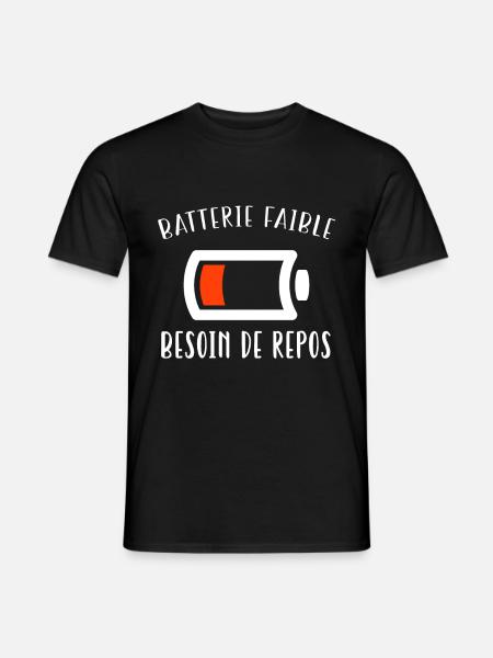 Batterie faible - T-shirt homme - noir