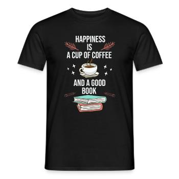 Tasses à café et livres - Happy Bookworm - T-shirt homme - noir - Devant - AI Model Male 178 light (178cm)