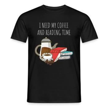 Kaffee trinken, Bücher und Lesen - Männer T-Shirt - Schwarz - Vorne - AI Model Male 178 light (178cm)