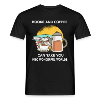 Buch lesen Kaffee trinken - Männer T-Shirt - Schwarz - Vorne - AI Model Male 178 light (178cm)