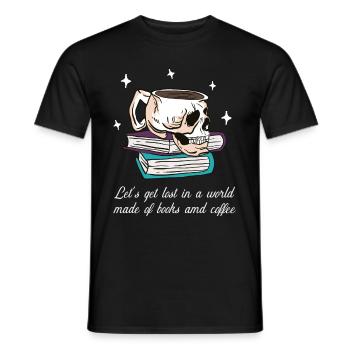 Abtauchen zwischen Bücherseiten und Kaffee - Männer T-Shirt - Schwarz - Vorne - AI Model Male 178 light (178cm)