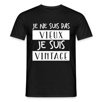 Je ne suis pas vieux, je suis vintage. - T-shirt homme - noir - Devant - AI Model Male 178 light (178cm)
