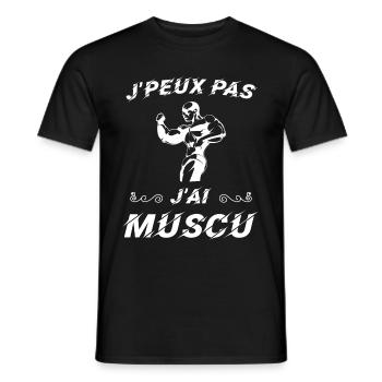 J peux pas j ai muscu - T-shirt homme - noir - Devant - AI Model Male 178 light (178cm)