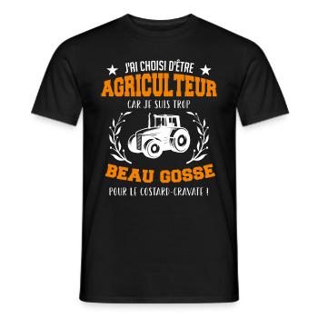 j'ai choisi d'être agriculteur beau gosse - T-shirt homme - noir - Devant - AI Model Male 178 light (178cm)