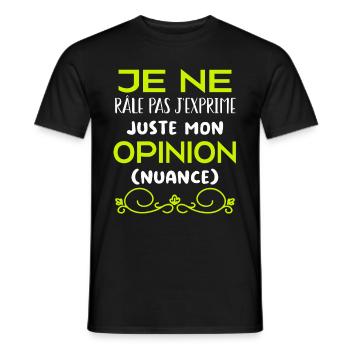 Je ne râle pas je m'exprime (nuance) - T-shirt homme - noir - Devant - AI Model Male 178 light (178cm)