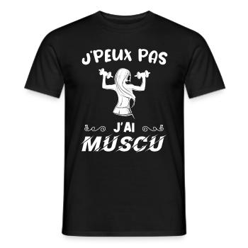 J peux pas j ai muscu - T-shirt homme - noir - Devant - AI Model Male 178 light (178cm)