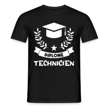 diplômé technicien. - T-shirt homme - noir - Devant - AI Model Male 178 light (178cm)