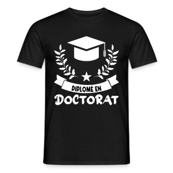 Diplômé en doctorat Humour. - T-shirt homme - noir - Devant - AI Model Male 178 light (178cm)